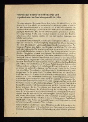 Hinweise zur didaktisch-methodischen und organisatorischen Gestaltung des Unterrichts