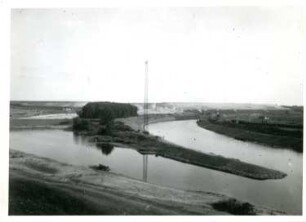 Hochwasserkatastrophe 1933 der Saale zwischen Bernburg und Nienburg. Alter und neuer Saalelauf bei Bernburg