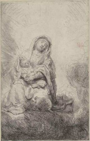Maria mit dem Christkind in Wolken