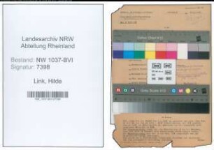 Entnazifizierung Hilde Link , geb. 07.02.1906 (Fuersorgerin)