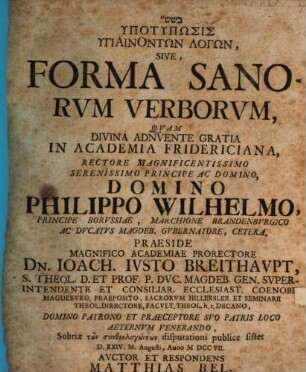 Hypotypōsis hygiainontōn logōn, sive forma sunorum verborum