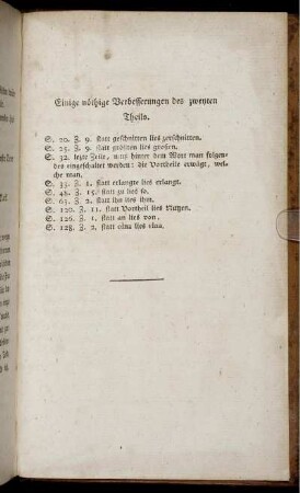 Einige nöthige Verbesserungen des zweyten Theils.
