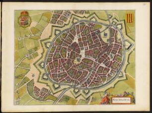 Stadtplan von Mecheln in Belgien 1 : 5 200, kolorierter Kupferstich, 1649 : Machlinia, [ca. 1:5.200] / [Amsterdam] : [Joan Blaeu], [1649]. - 1 Plan : Kupferst. ; 48,4 x 38,0 cm - Vermutl. aus: Novum Ac Magnum Theatrum Urbium Belgicae Foederatae. [Teil 2] : Ad praesentis temporis faciem expressum / a Ioanne Blaeu, Amstelaedamensi