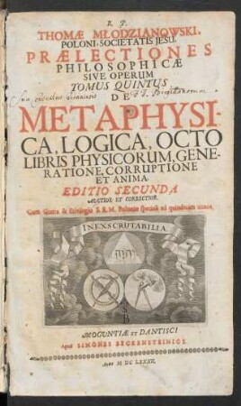 5: De Metaphysica, Logica, Octo Libris Physicorum, Generatione, Corruptione Et Anima