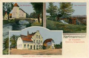 Hartmannsdorf bei Knauthain: Am Mühlgraben, Alte Elsterbrücke, Gasthof zur Ratte