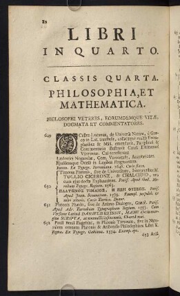 82-106, Classis Quarta. Philosophia, et Mathematica - Classis Quinta. Artes