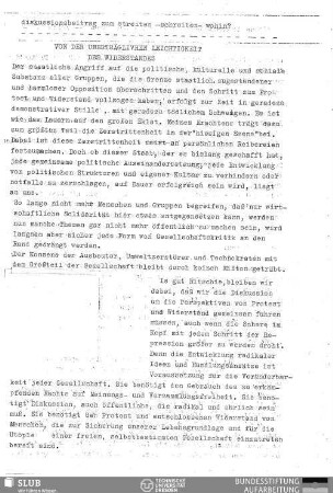 Von der unerträglichen Leichtigkeit des Widerstandes