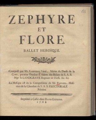 Zephyre et Flore : ballet heroi͏̈que