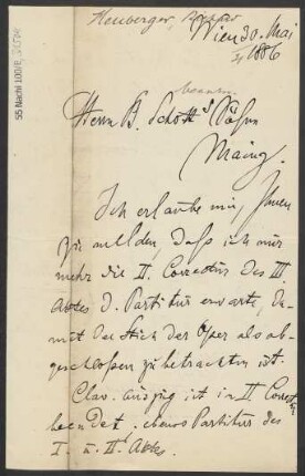 Brief an B. Schott's Söhne : 30.05.1886