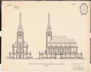 Erziehungsheim Schinkelwettbewerb 1909: Kapelle. Ansichten 1:150