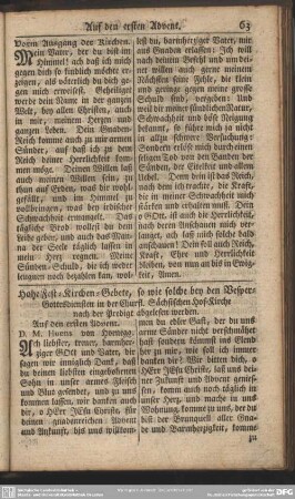 Hohe Fest-Kirchen-Gebete, so wie solche bey den Versper-Gottesdiensten in der Churfl. Sächsischen Hof-Kirche nach der Predigt abgelesen werden
