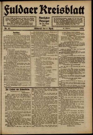 Ausgabe vom Mittwoch, den 09. April 1919.