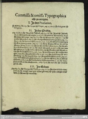 Commissa & omissa Typographica also zu corrigirn