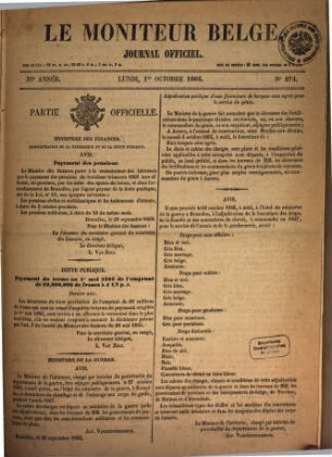 Moniteur belge : journal officiel = Belgisch staatsblad. 1866,10 = Jg. 36