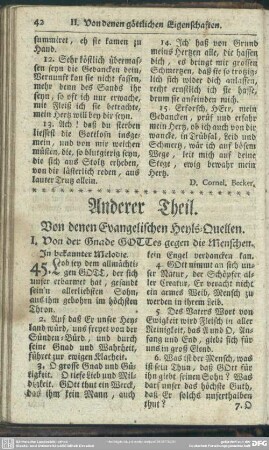 Anderer Theil. Von denen Evangelischen Heyls-Quellen