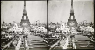 Paris, Weltausstellung 1900, Gesamtansicht des Ausstellungsgeländes vom Trocadéro-Hügel