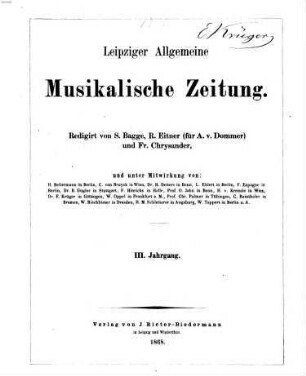 Leipziger allgemeine musikalische Zeitung. 3, 3. 1868