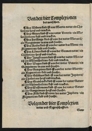 Von den vier Complexionen der menschen.