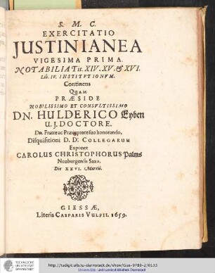 Exercitatio Justinianea Vigesima Prima