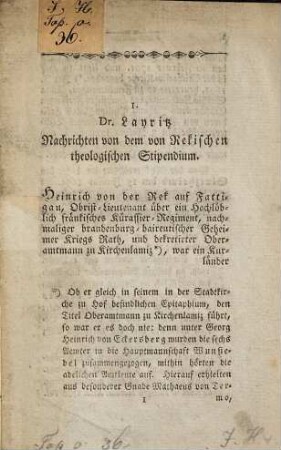 Nachrichten von dem von Rekischen theologischen Stipendium