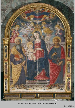 Thronende Madonna mit dem Kind und Heiligen