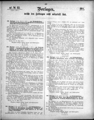 Anlage: ad No.35 (589-597.), Vorlagen, welche den Zeitungen nicht mitgeteilt sind
