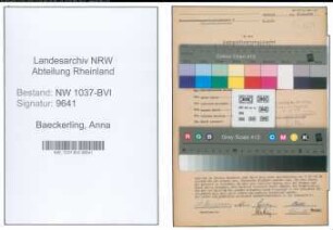 Entnazifizierung Anna Baeckerling , geb. 14.11.1899 ()