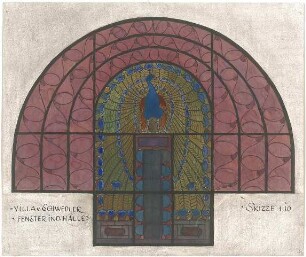 Billing, Hermann; Karlsruhe, Nördl. Hildapromenade 3/ Maximiliansstraße; Villa von Schwedler (Villa Billing) - Halle, Fenster (Ansicht)