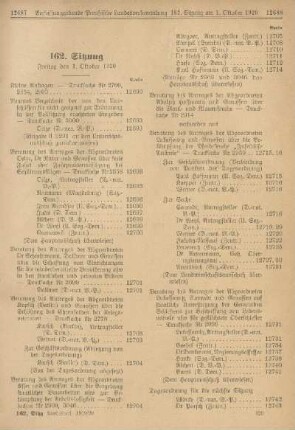 162. Sitzung. Freitag den 1. Oktober 1920