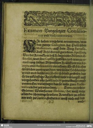 [Erster Teil] Examen Vorgesetzter Consiliorum und Medicamentorum