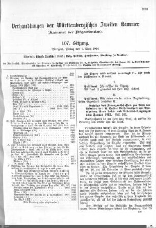107. Sitzung, Stuttgart, 6.3.1914
