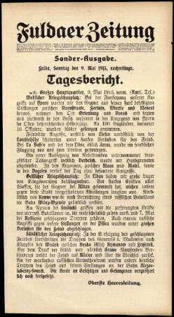 Ausgabe vom Sonntag, den 09. Mai 1915.