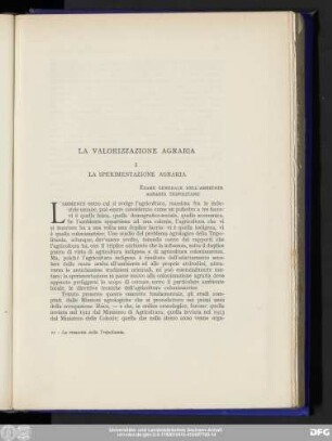 La Valorizzazione Agraria