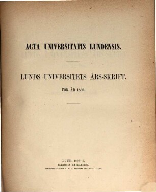 Lunds Universitets årsskrift. 3. 1866. - 1866/67