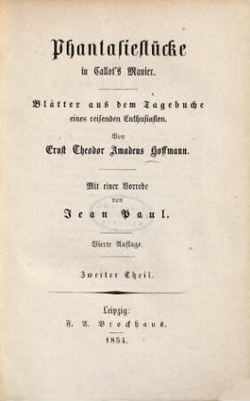 Phantasiestücke in Callot's Manier : Blätter aus dem Tagebuche eines reisenden Enthusiasten, 2