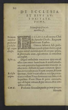 De ecclesia et eius autoritate. Prima.