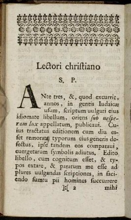 Lectori christiano S. P.