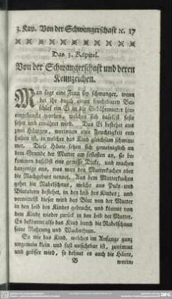 Das 3. Kapitel. Von der Schwangerschaft und deren Kennzeichen