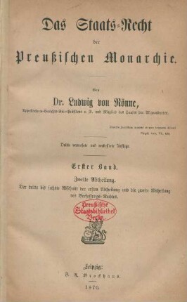 Bd. 1, Abth. 2: Der dritte bis sechste Abschnitt der ersten Abtheilung und die zweite Abtheilung des Verfassungs-Rechtes