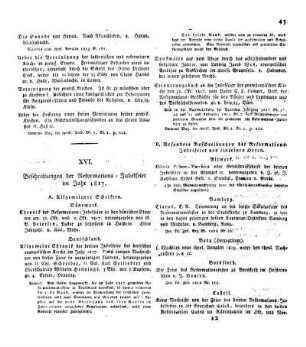 XVI. Beschreibungen der Reformations-Jubelfeier im Jahr 1817