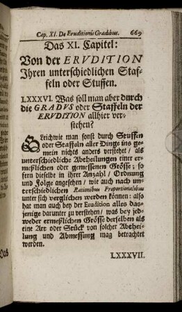 Das XI. Capitel: Von der Erudition Ihren unterschiedlichen Staffeln oder Stuffen.