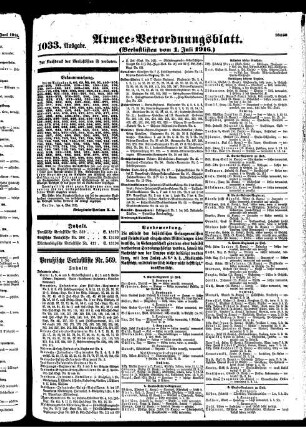 1033.Ausgabe. Samstag, 1. Juli 1916