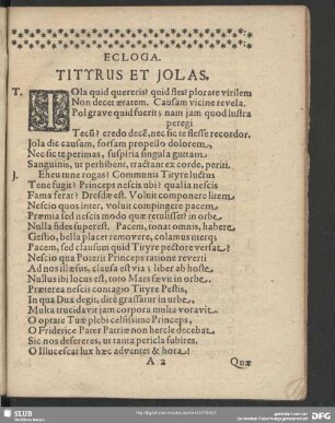 Ecloga. Tityrus Et Jolas