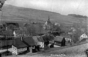 Mitteldorf mit Kirche : li. weißes Gebäude = Sägemühle Reichelt & Engelhardt
