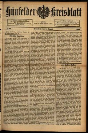 Ausgabe vom Samstag, den 08. August 1896.