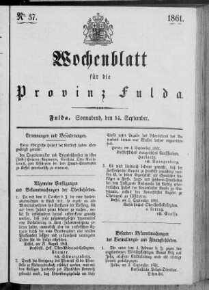 Nr. 37, Ausgabe vom 14. September 1861