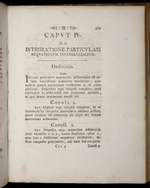 Caput IV. De integratione particulari aequationum differentialium.