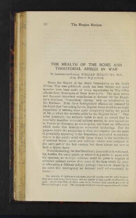 The Health of the Home and Territorial Armies in War.