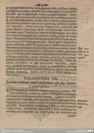 PARADOXON VII. Lumine omnino destitutas esse sine lumine Lunari noctes.
