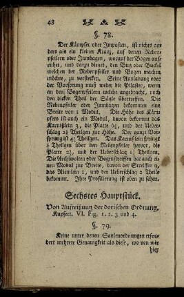 Sechstes Hauptstück. Von Aufreißung der dorischen Ordnung.